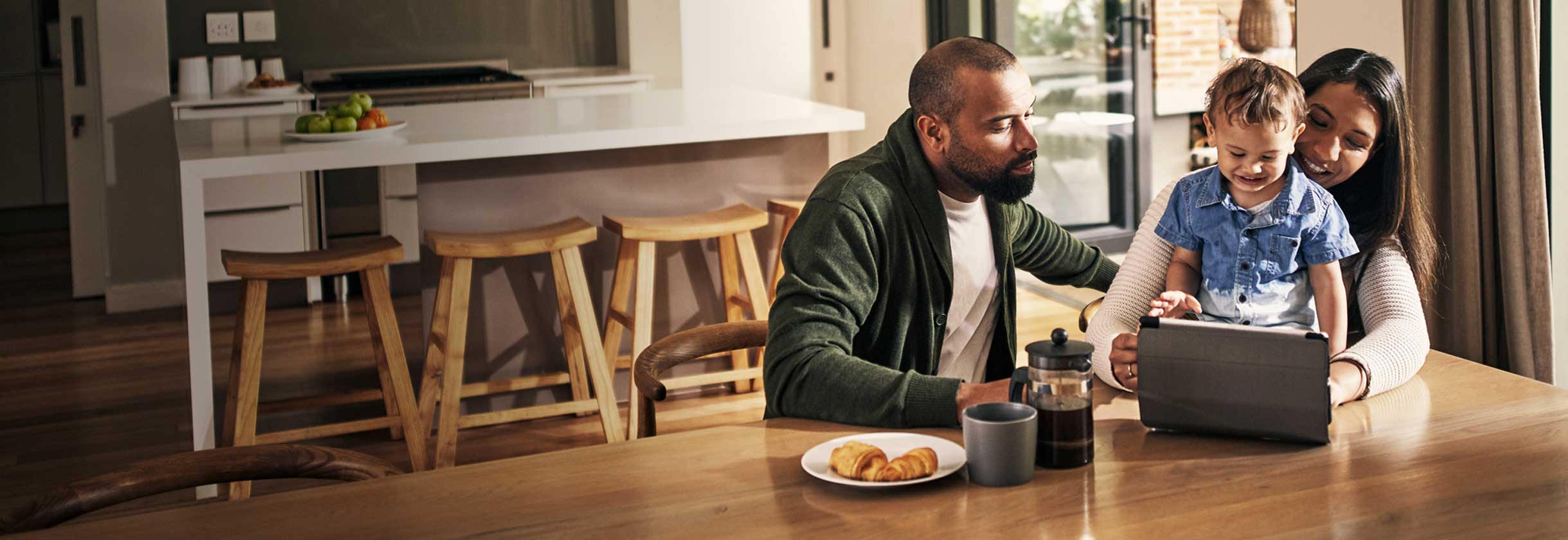 Family eating breakfast at the table